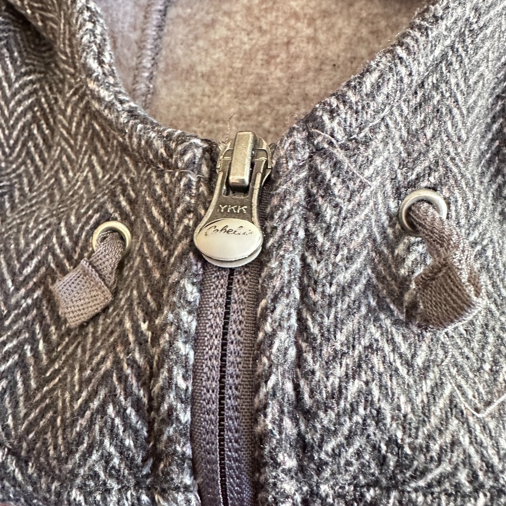 Cabelas Womens Jacket Gray Herringbone Fleece Hooded Long Sleeve Sz L Outdoors - Picture 7 of 16